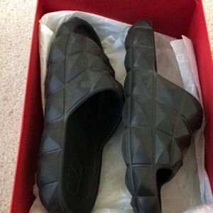 Valentino Black Quilted Slides